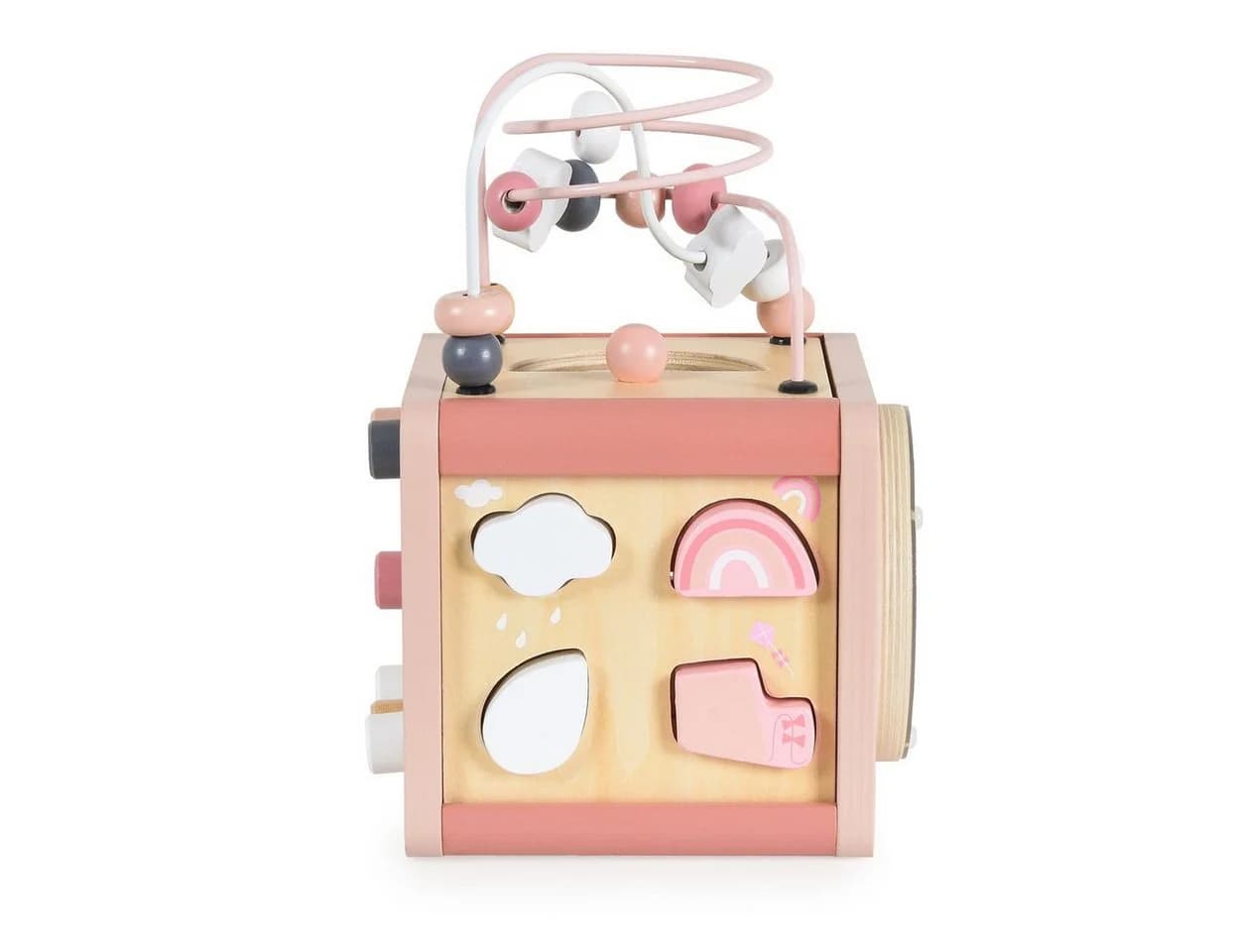 Moni Aktivitätswürfel Holz W11B316 Rosa mit Sortierspiel, Xylophon & Labyrinth - Bild 5