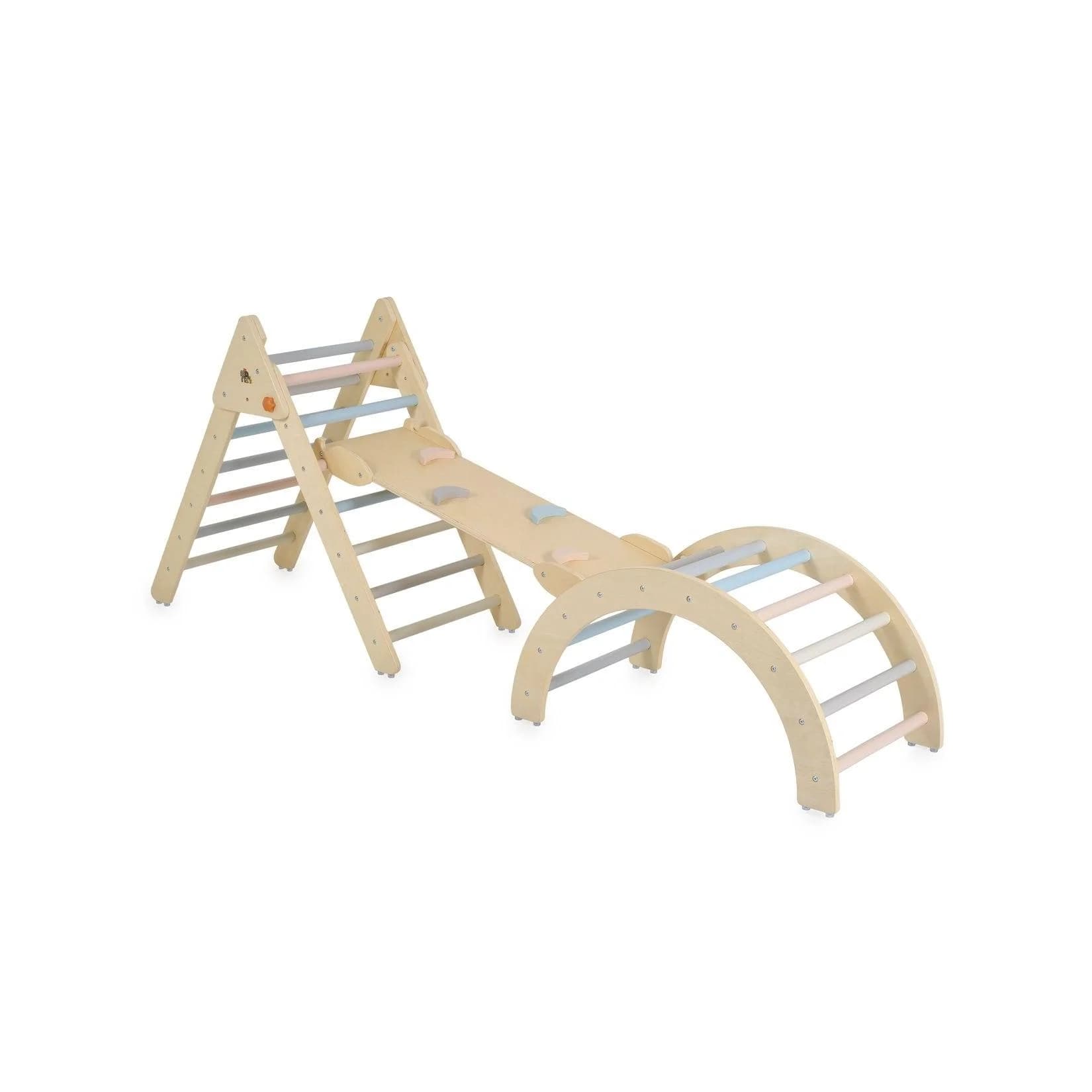 Moni Spielgerät Triangel 3 in 1 Holz Rutsche Kletterwand braun