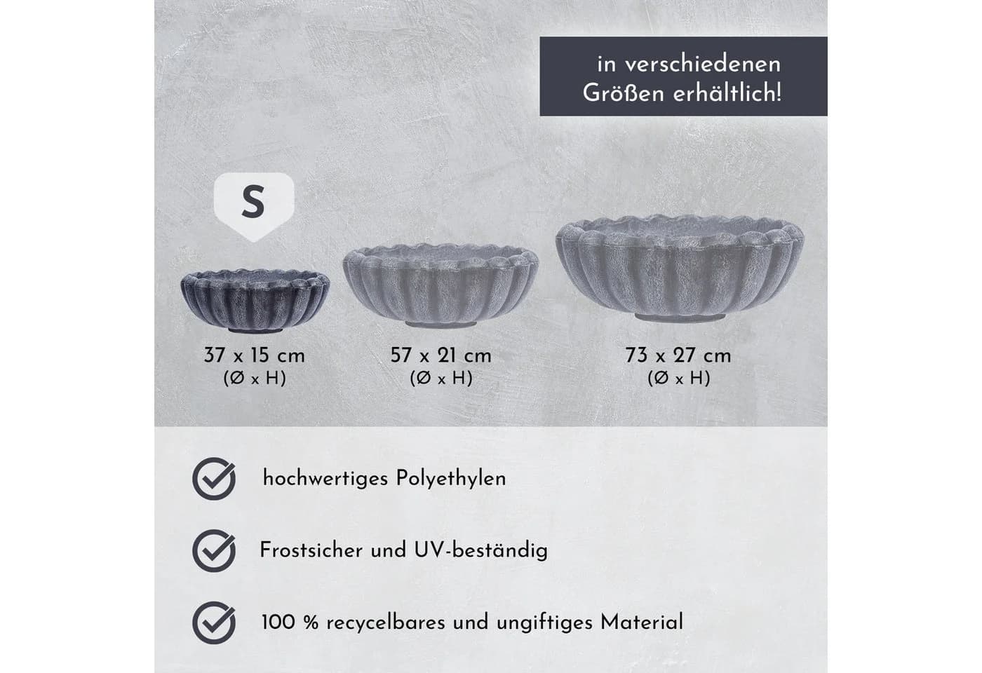 Lemodo Pflanzschale MARGARITE grau Polyethylen - Bild 3