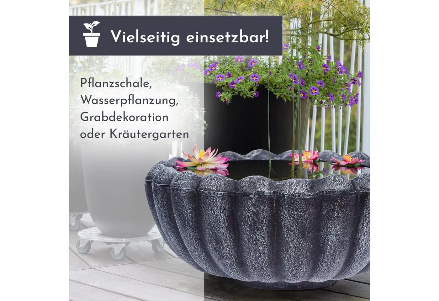 Lemodo Pflanzschale MARGARITE grau Polyethylen - Bild 5