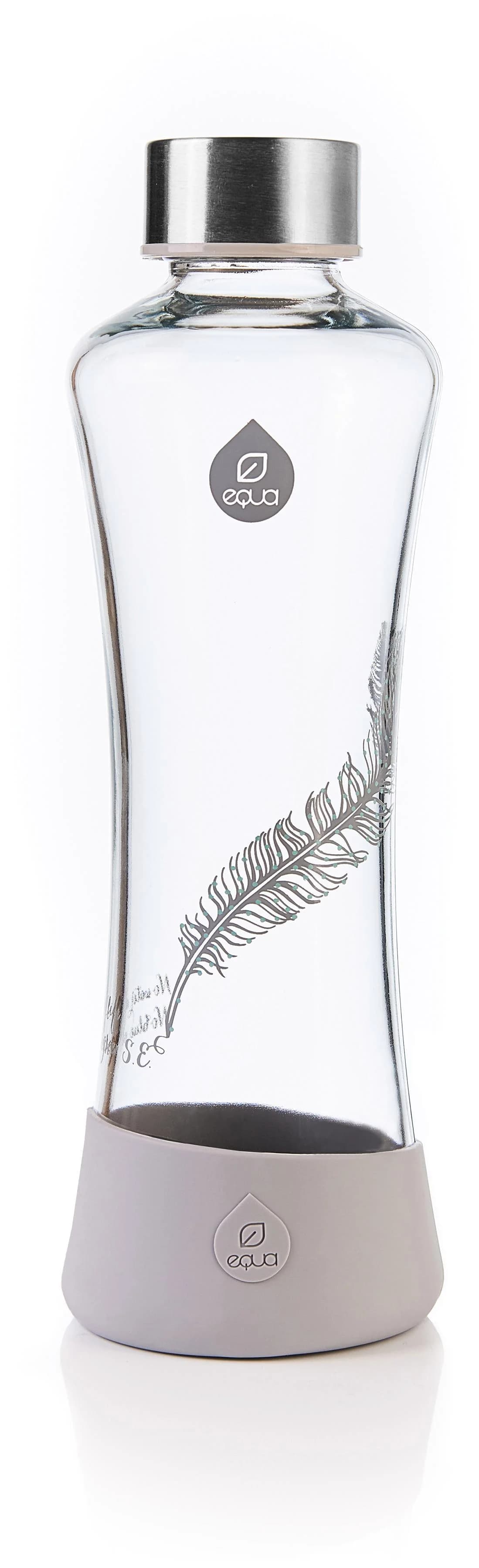 Equa Feather Trinkflasche 550 ml Borosilikatglas Grau