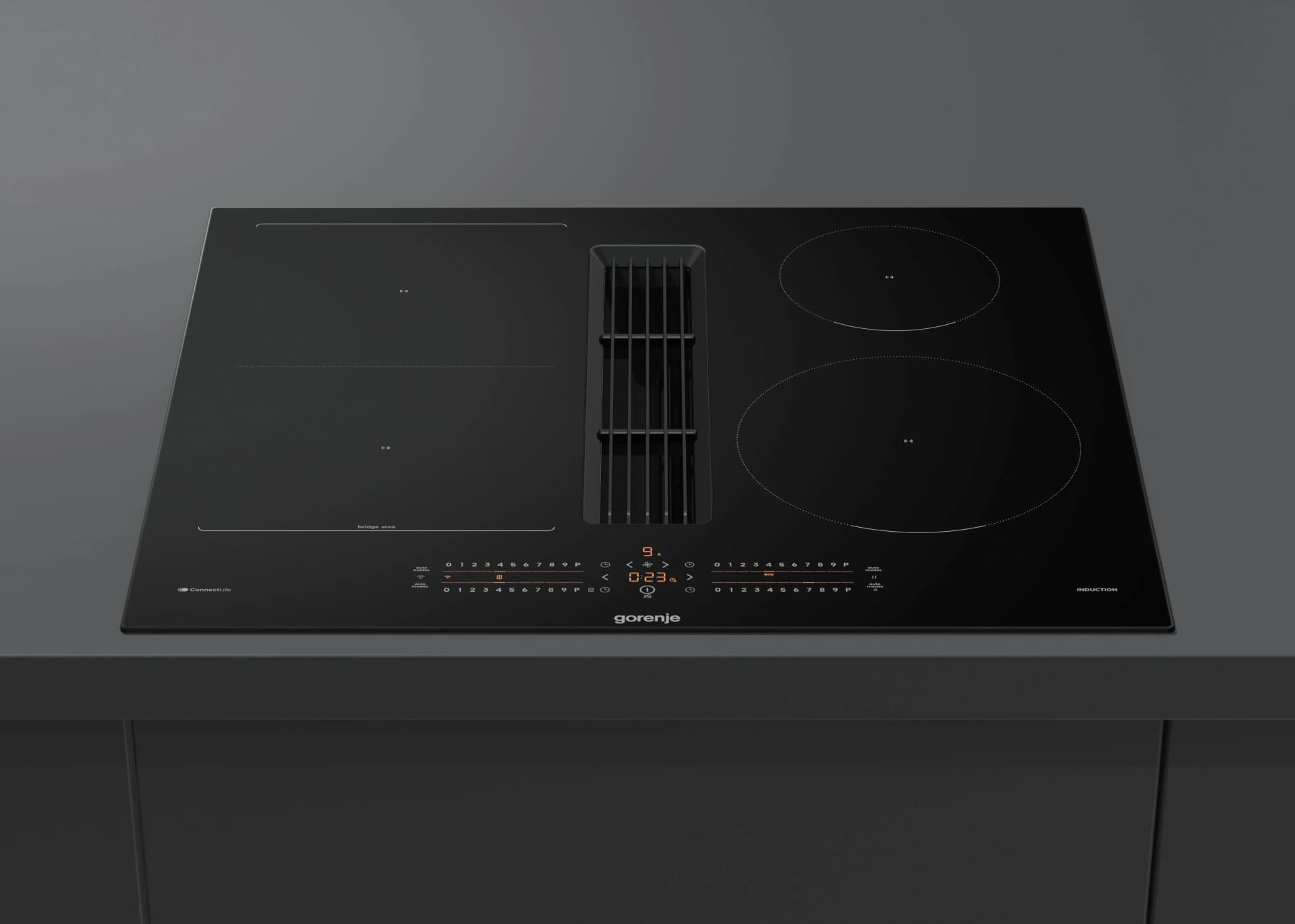 GORENJE Kochfeld mit Dunstabzug GEH6432BSCWF 60 cm Induktionskochfeld