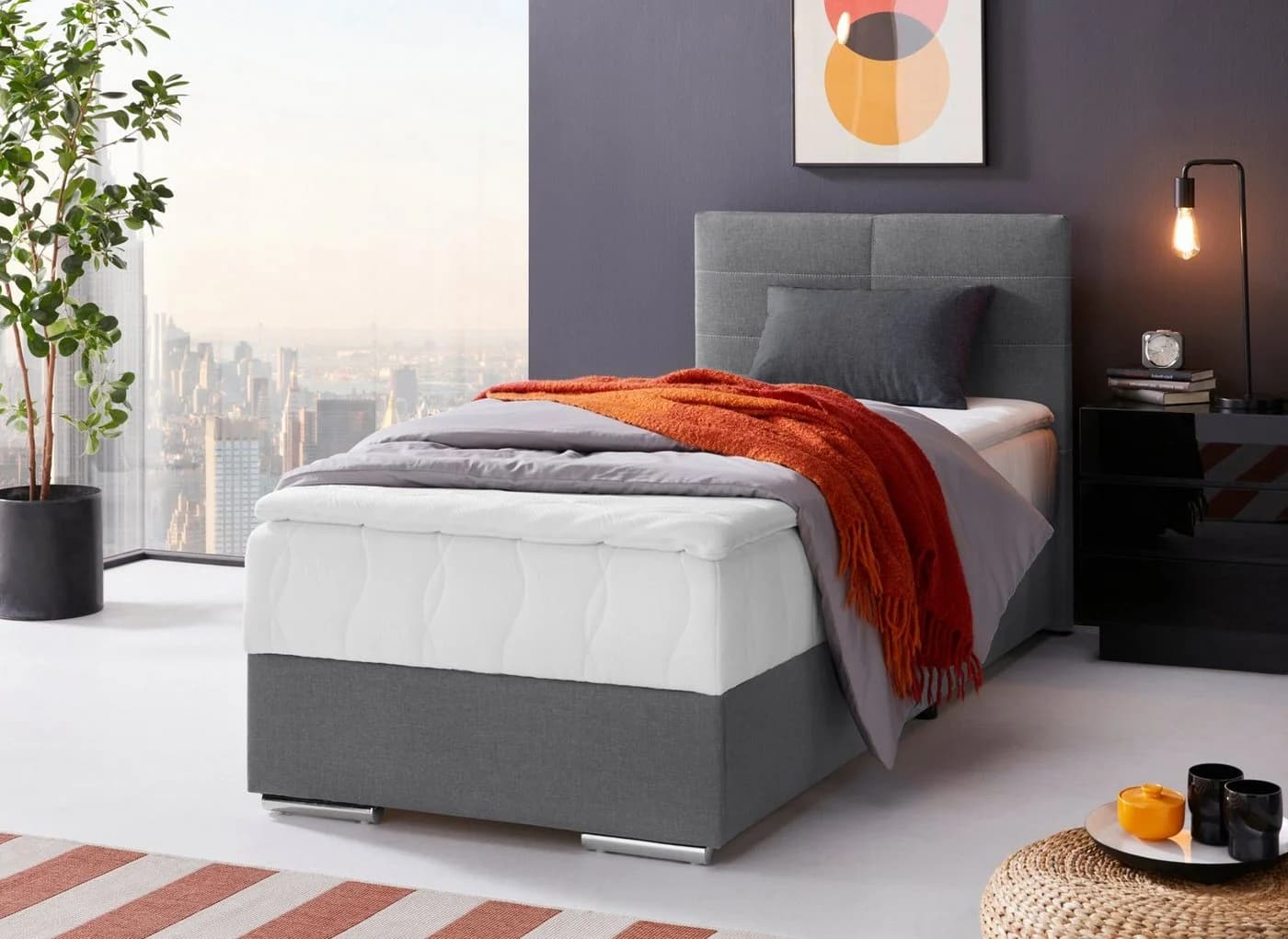 COTTA Boxbett Tom mit Bettkasten, Topper und Zierkissen Grau - Bild 2