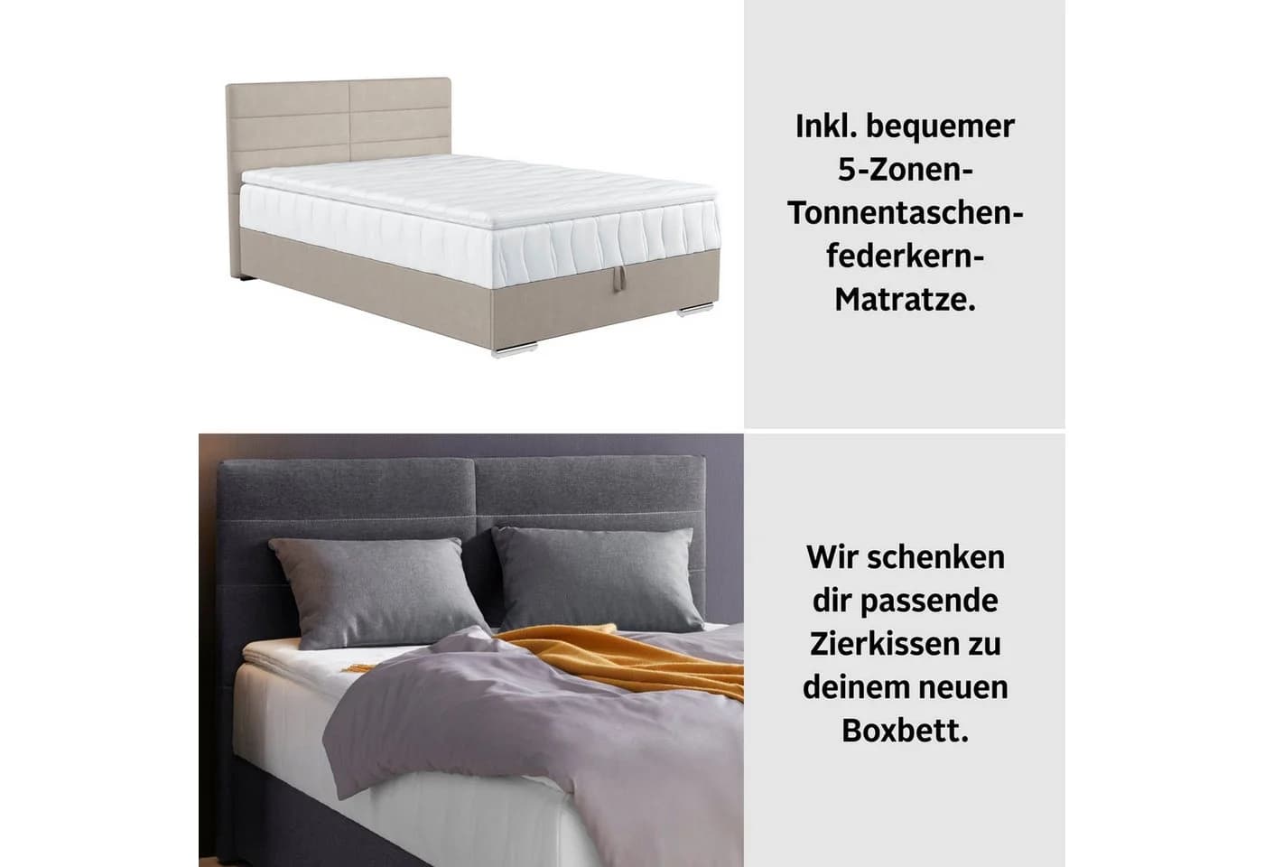 COTTA Boxbett Tom mit Bettkasten, Topper und Zierkissen Grau - Bild 4