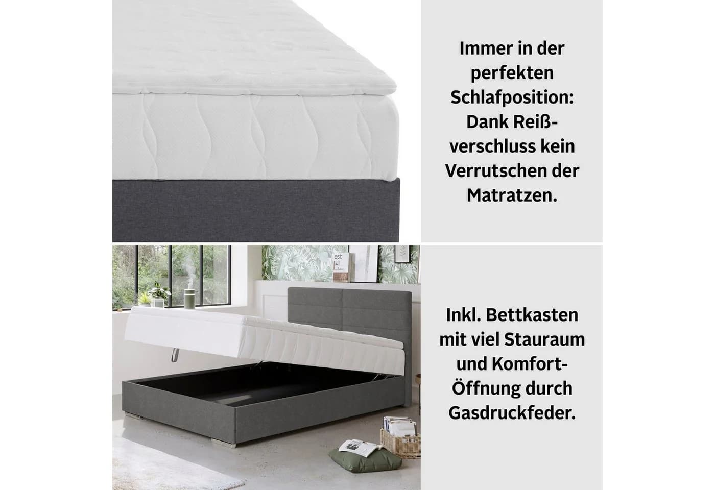 COTTA Boxbett Tom mit Bettkasten, Topper und Zierkissen Grau - Bild 5