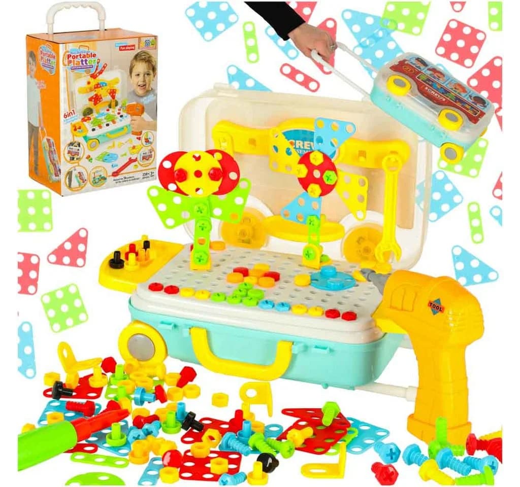 Ikonka Kinder Werkzeugkoffer Schraubspiel Konstruktionsset 258 Teile - Bild 2