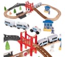 KRUZZEL Spielzeugeisenbahn-Set 37-tlg. Holzbahn mit Zug und Zubehör Bild 2