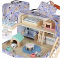 Ikonka Puppenhaus Tierhotel im Koffer mit Holzmöbeln und Tierfiguren Bild 2