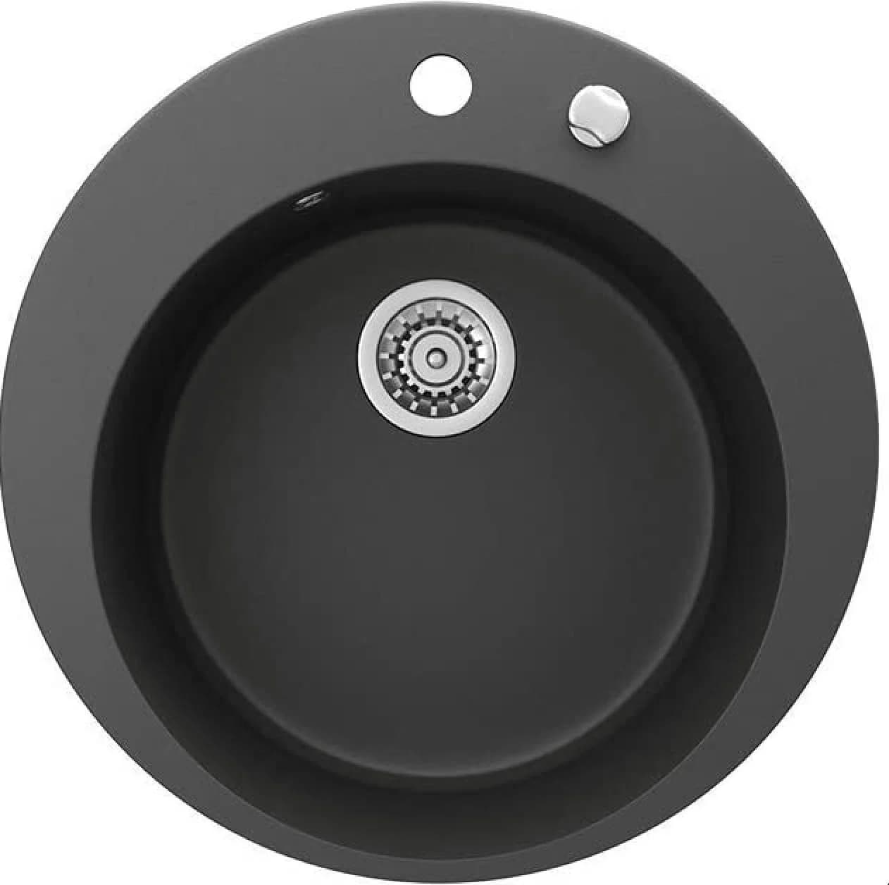 Faizee Granitspüle mit Siphon und Armatur Schwarz Rund - Bild 3