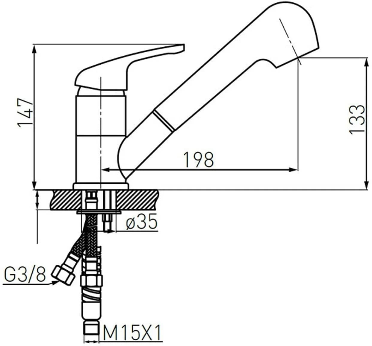 Faizee Granitspüle mit Siphon und Armatur Schwarz Rund - Bild 5