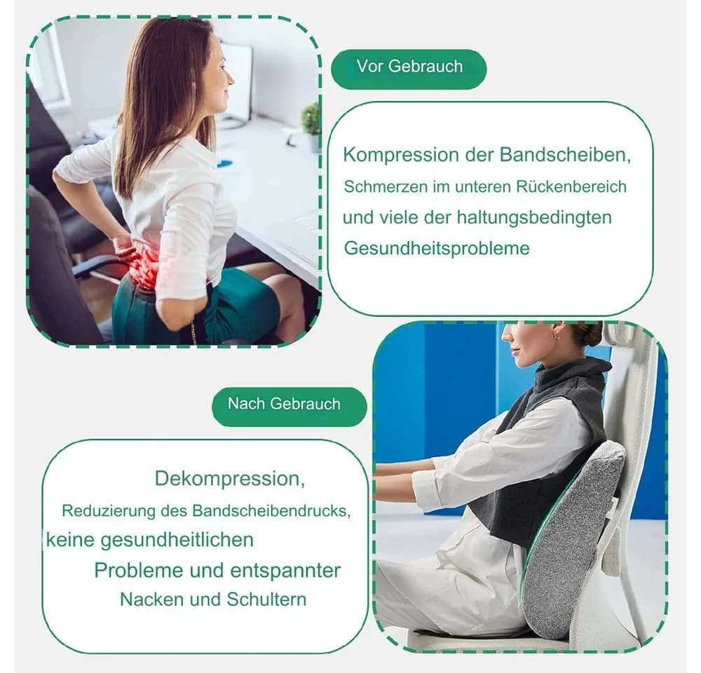 UMI Rückenkissen Memory-Schaum Lendenwirbelkissen Schwarz Ergonomisch - Bild 4