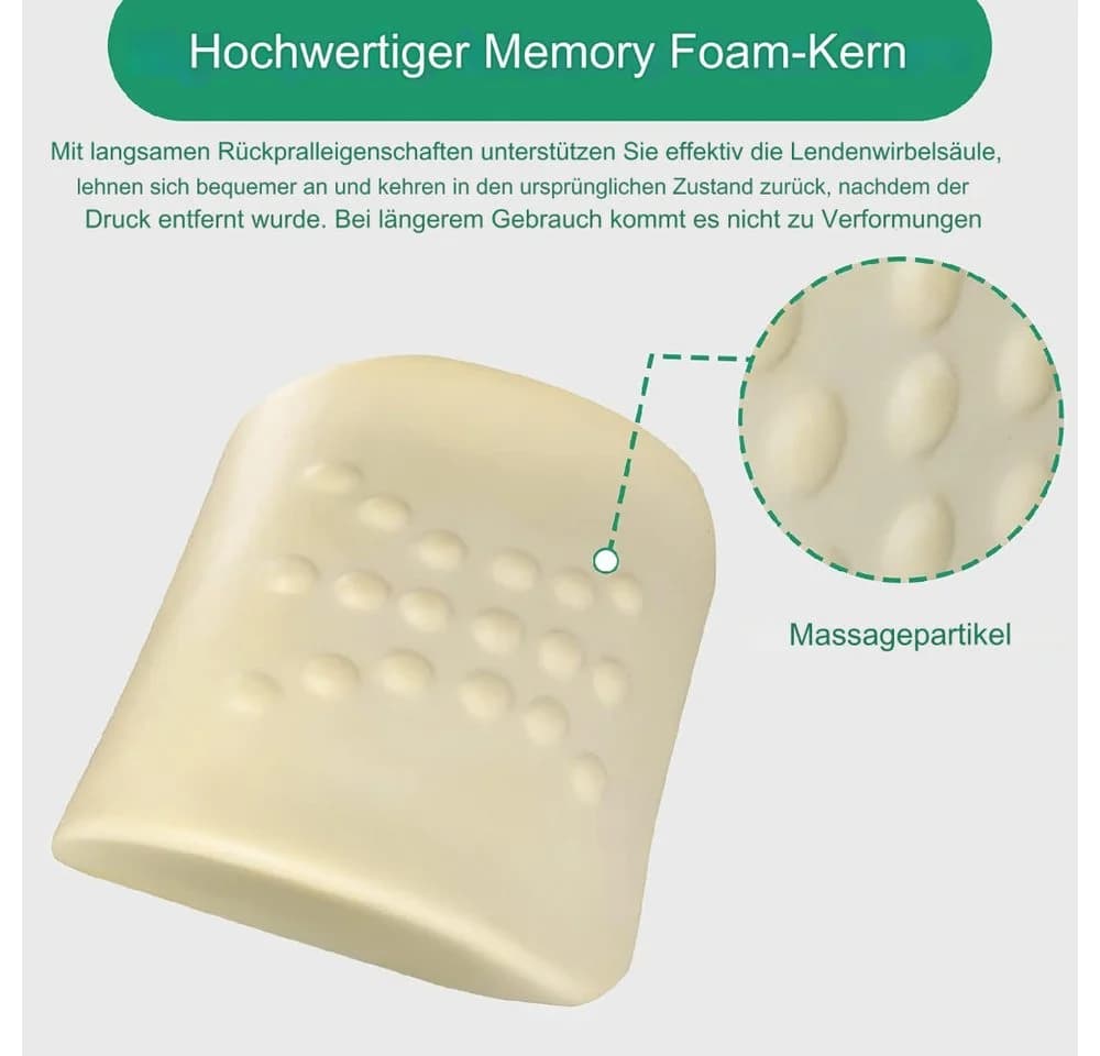 UMI Rückenkissen Memory-Schaum Lendenwirbelkissen Schwarz Ergonomisch - Bild 5