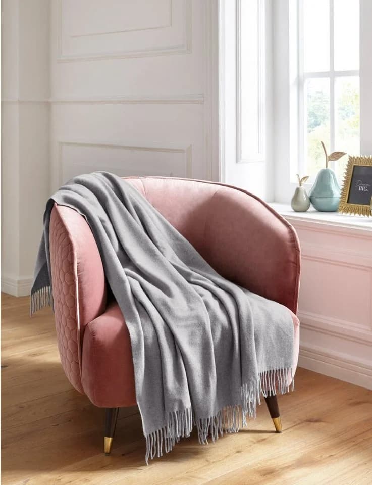 Plaid Mila Silber Schurwolle Guido Maria Kretschmer Home & Living