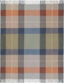 BIEDERLACK Britta Plaid Karo-Look Wolldecke Grau Orange Beige Bild 1
