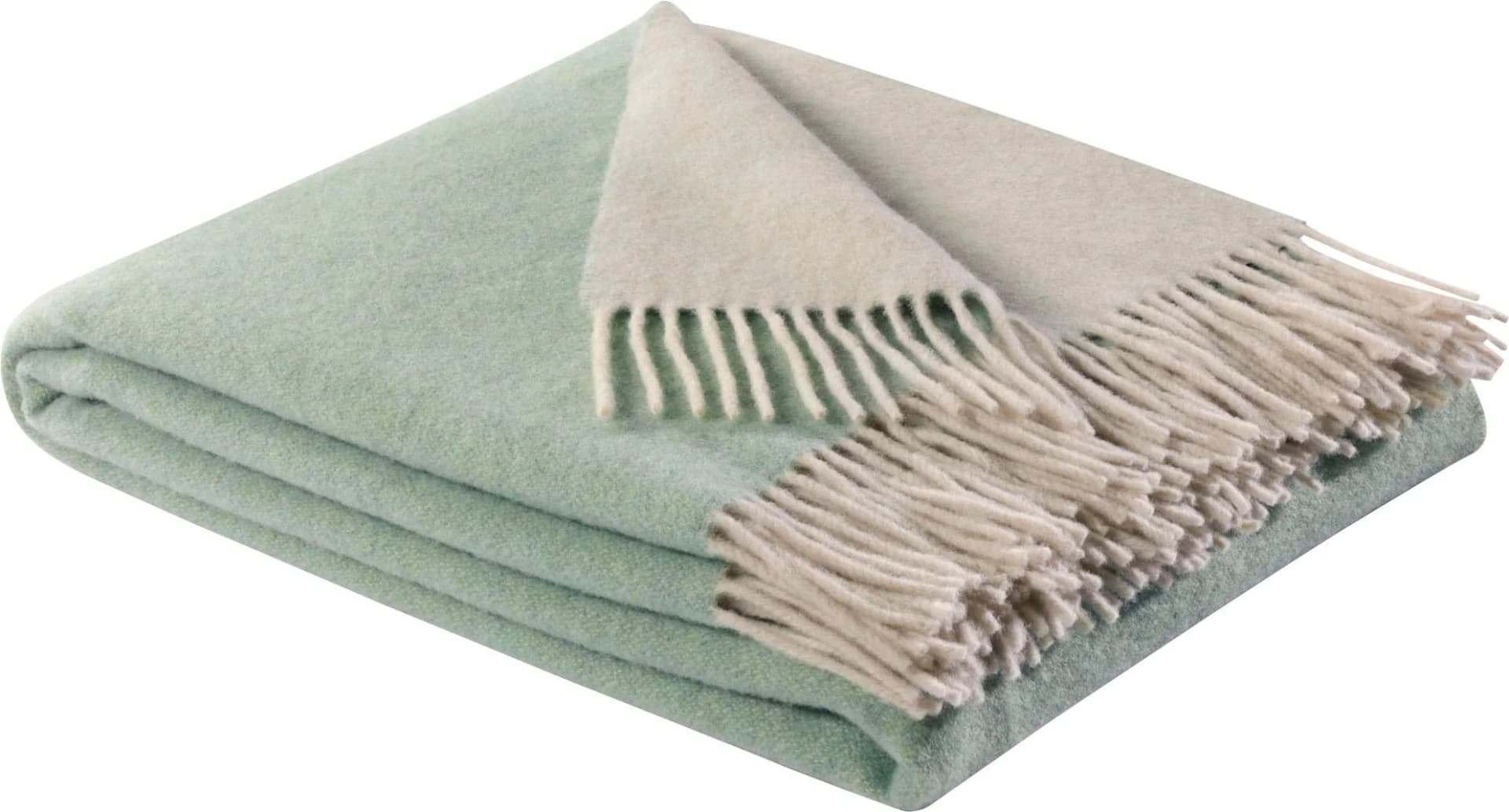 Biederlack Plaid teal-green Salbei Creme Kaschmir Wolle Doubleface - Bild 3