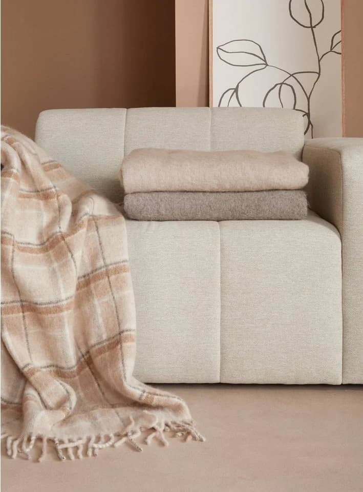 LeGer Home by Lena Gercke Plaid Sinja Grau mit Fransen