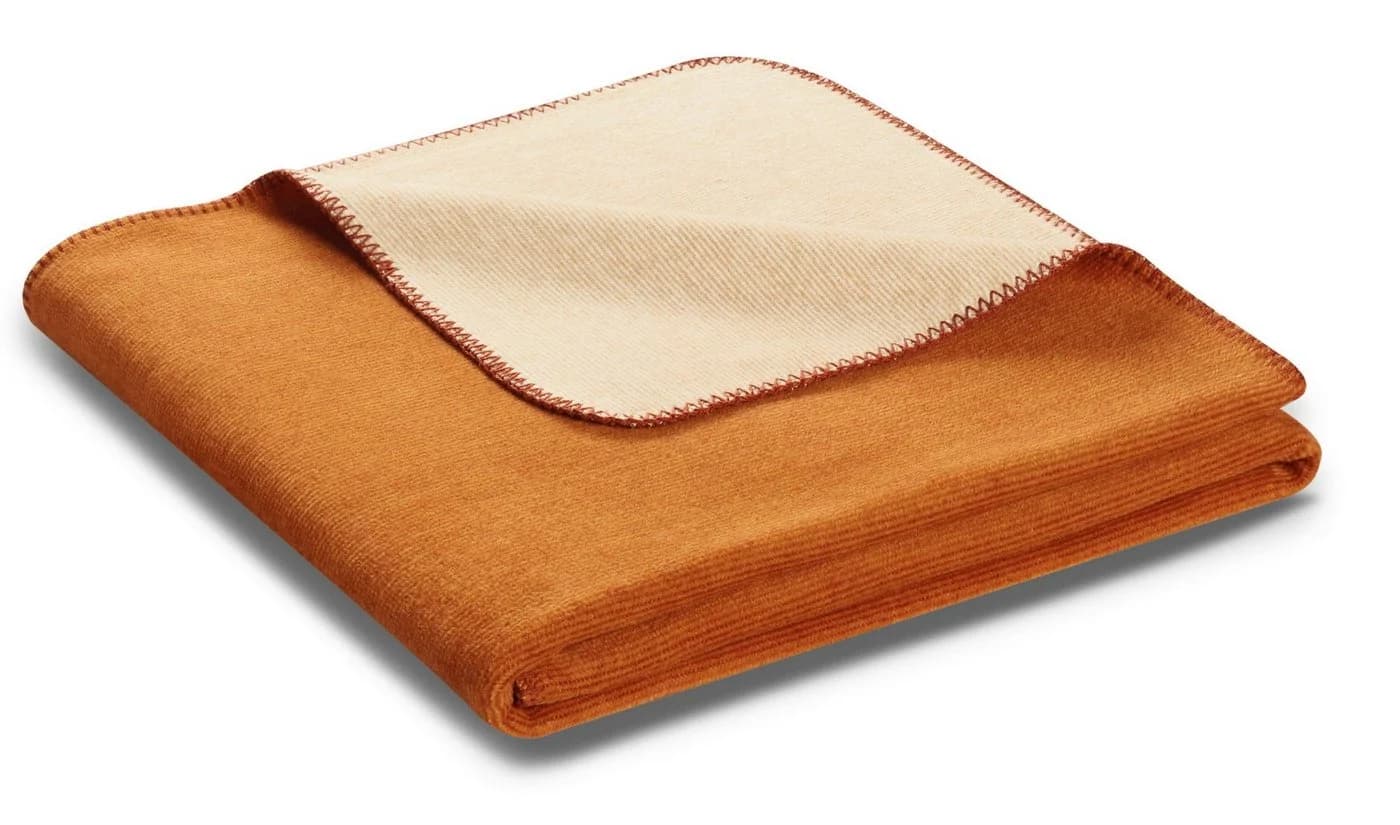 BIEDERLACK Wohndecke Melange Ocker/Beige mit Zierstich - Bild 2