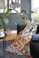 BIEDERLACK Nomad Wohndecke Orange Ecru Ethno-Look Kuscheldecke Bild 1