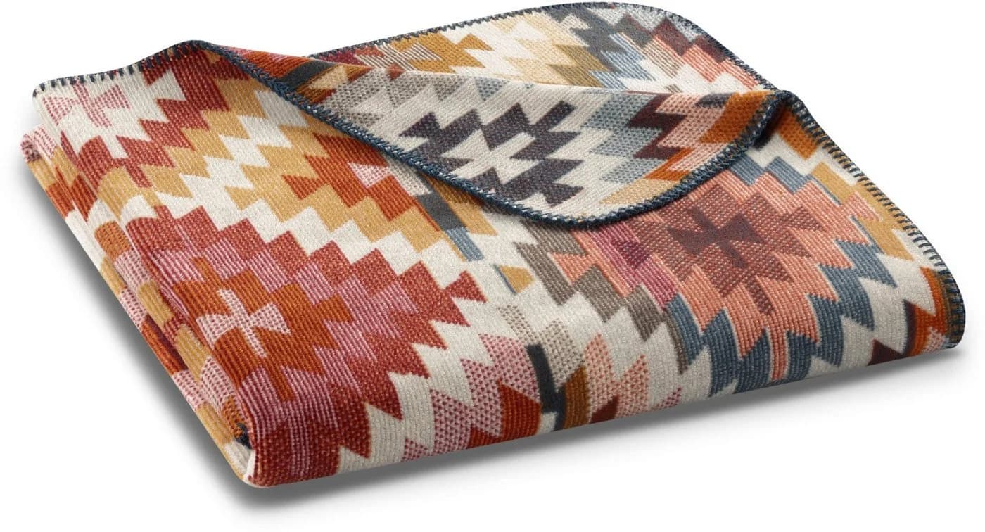 BIEDERLACK Nomad Wohndecke Orange Ecru Ethno-Look Kuscheldecke - Bild 2