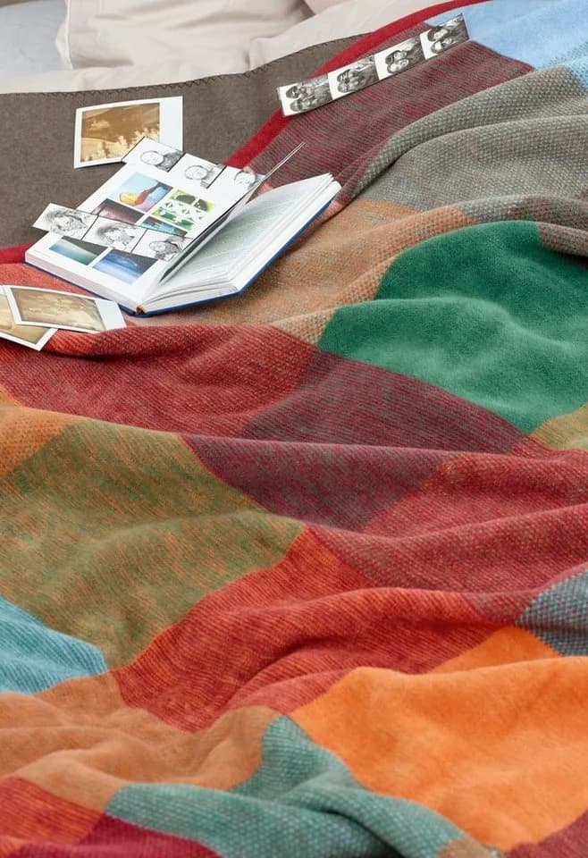 BIEDERLACK Wohndecke Woven Bunt Karo Baumwolle Samtband