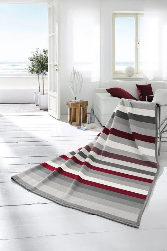 OTTO HOME Wohndecke My Home Rot Streifen Baumwolle Polyacryl