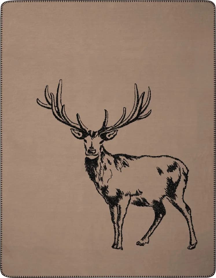 BIEDERLACK Wohndecke Deer Grau Braun Hirsch Motiv - Bild 2