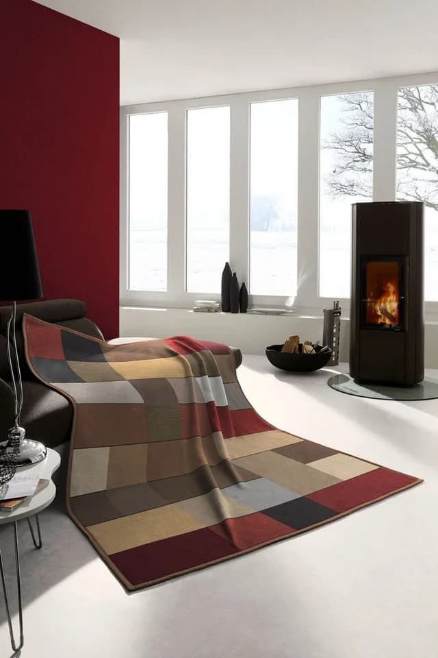 Biederlack Wohndecke Cotton Home Karo-Motiv Braun