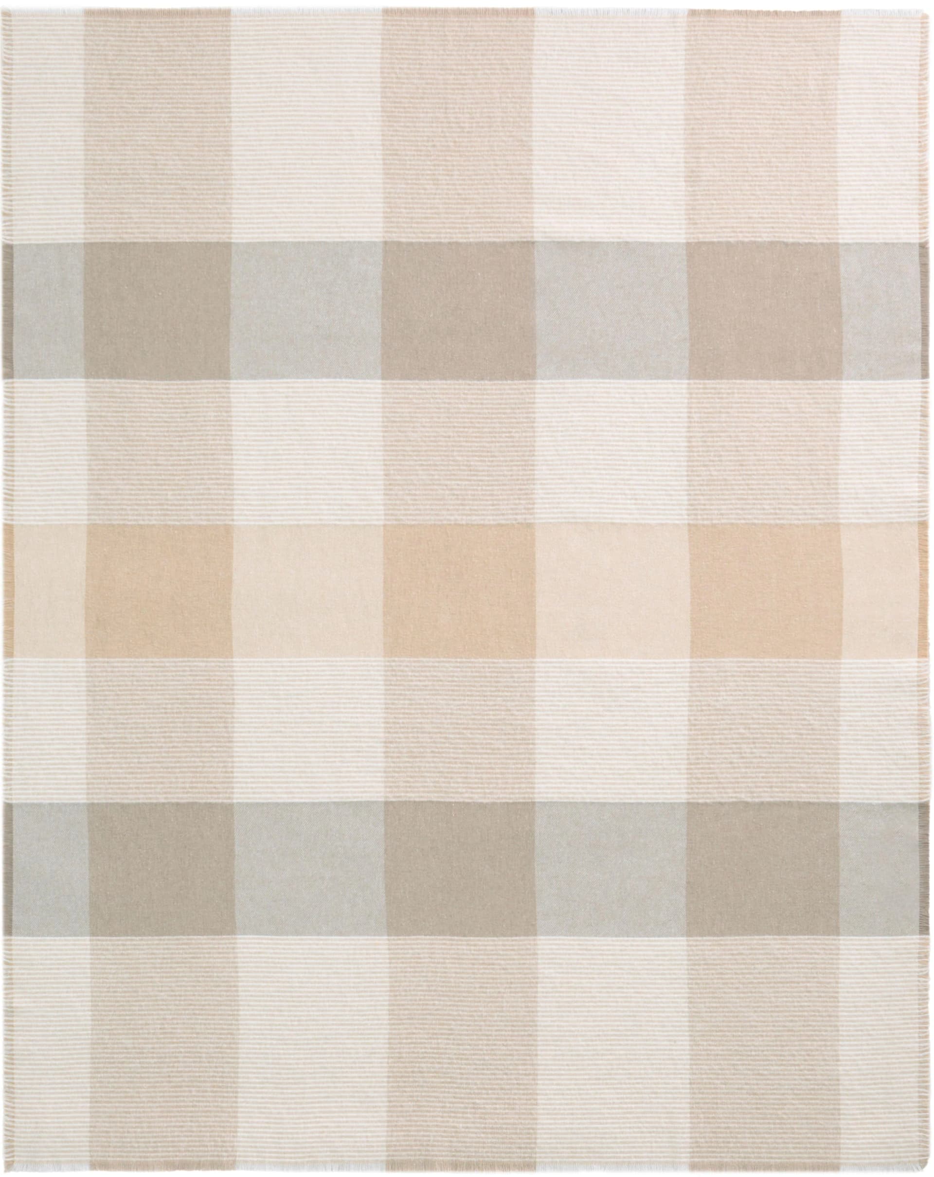 BIEDERLACK Plaid White Bouclé Braun Klassisches Karodesign