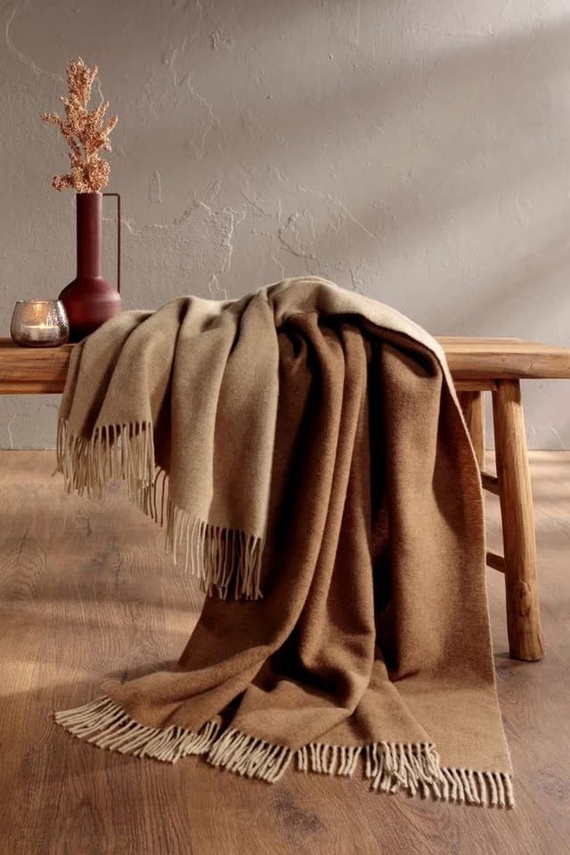 biederlack Kaschmirplaid 80% Wolle 20% Kaschmir Beige