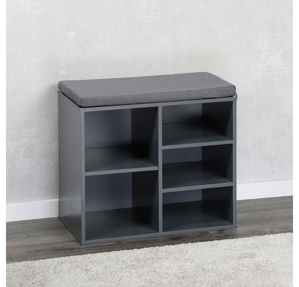 Kesper Schuhschrank Grau mit Sitzkissen - 5 Paar Stauraum