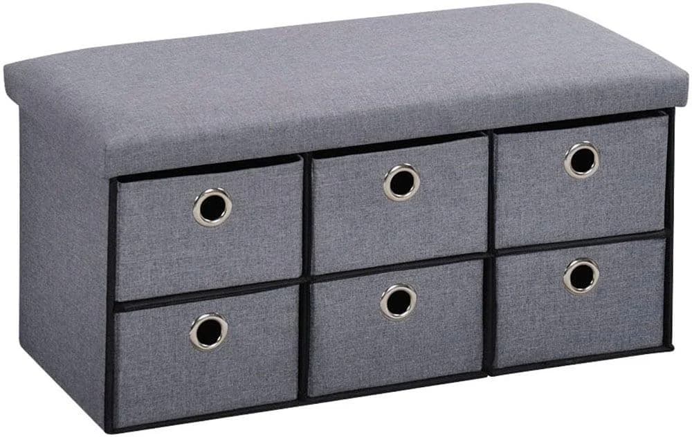 KESPER Sitztruhe Grau mit 6 Aufbewahrungsboxen