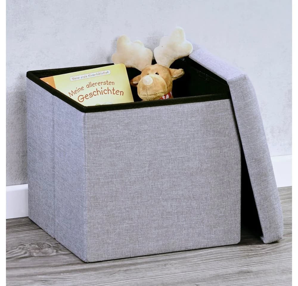 KESPER Sitzhocker Box Grau mit Stauraum und gepolsterter Sitzfläche - Bild 3