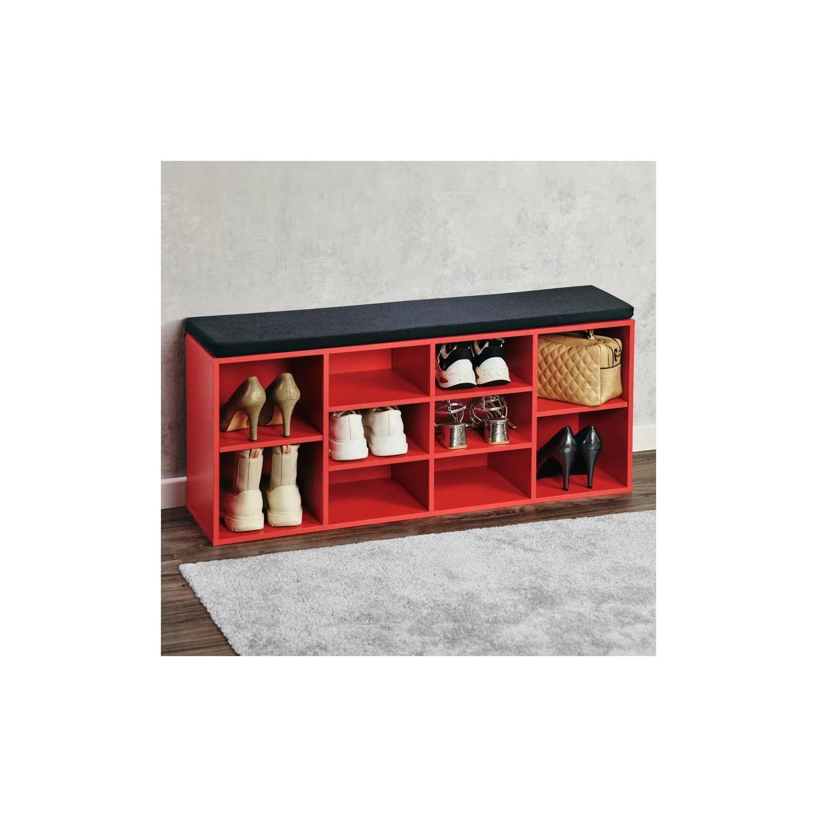 Kesper Schuhschrank mit Sitzkissen Rot