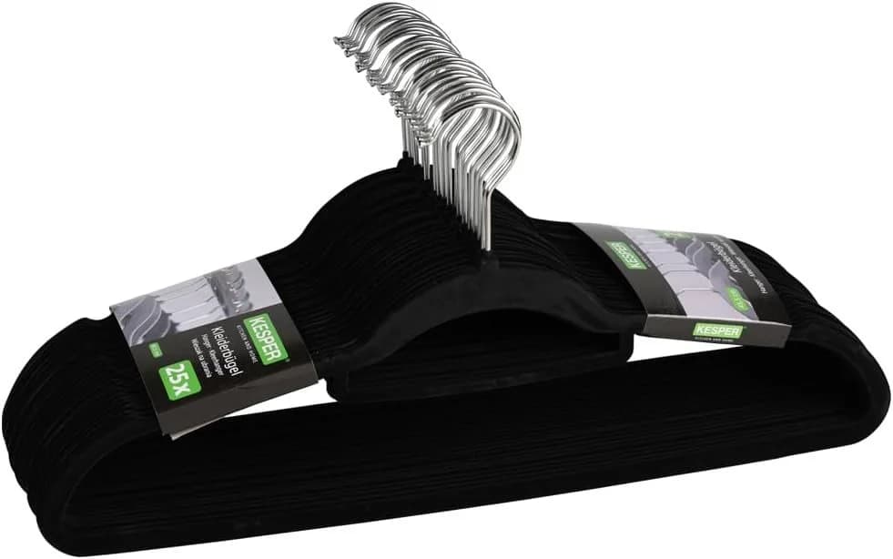 KESPER® Kleiderbügel Set 25-tlg. Schwarz mit Beflockung