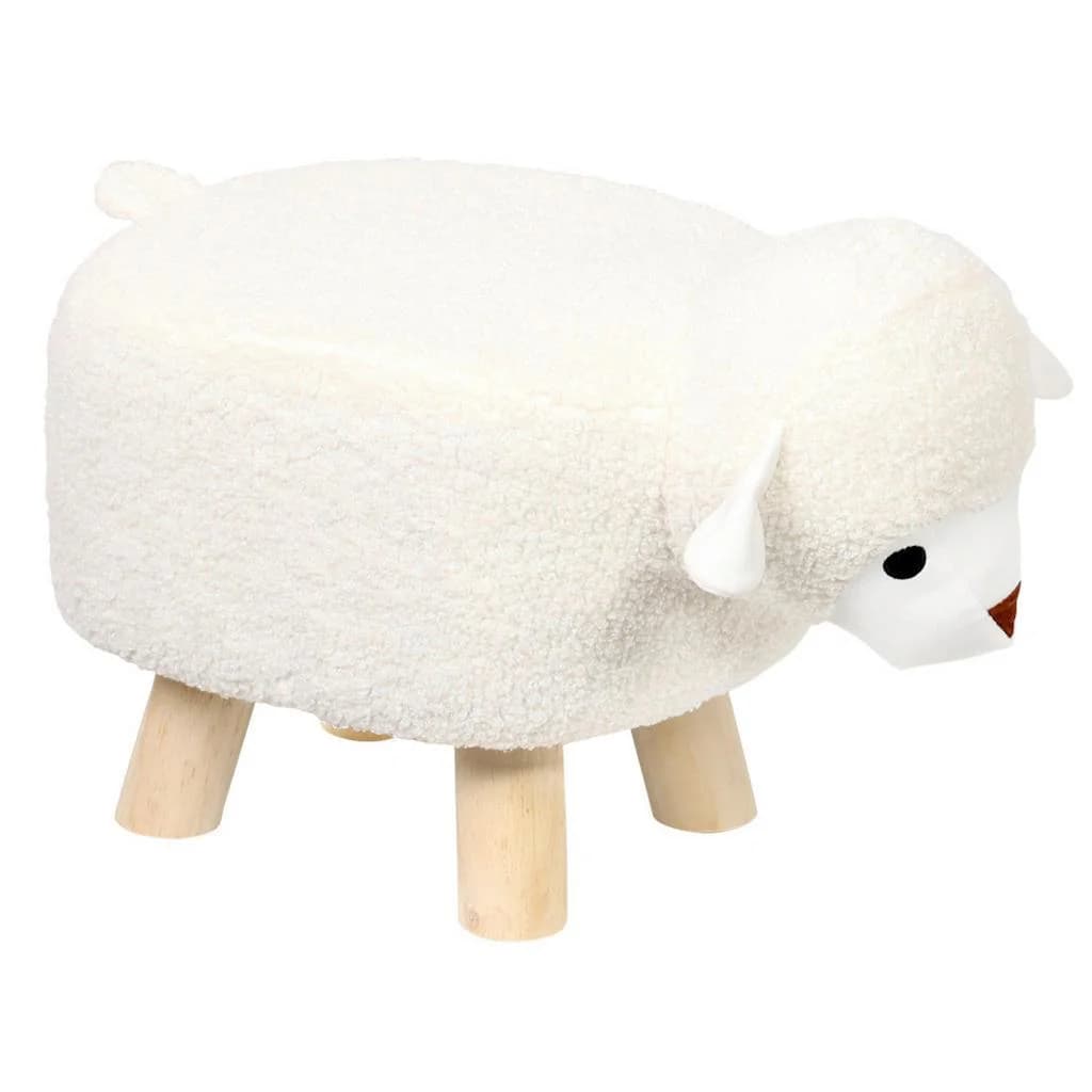 Kinderhocker aus Textil und Kiefernholz, weiß