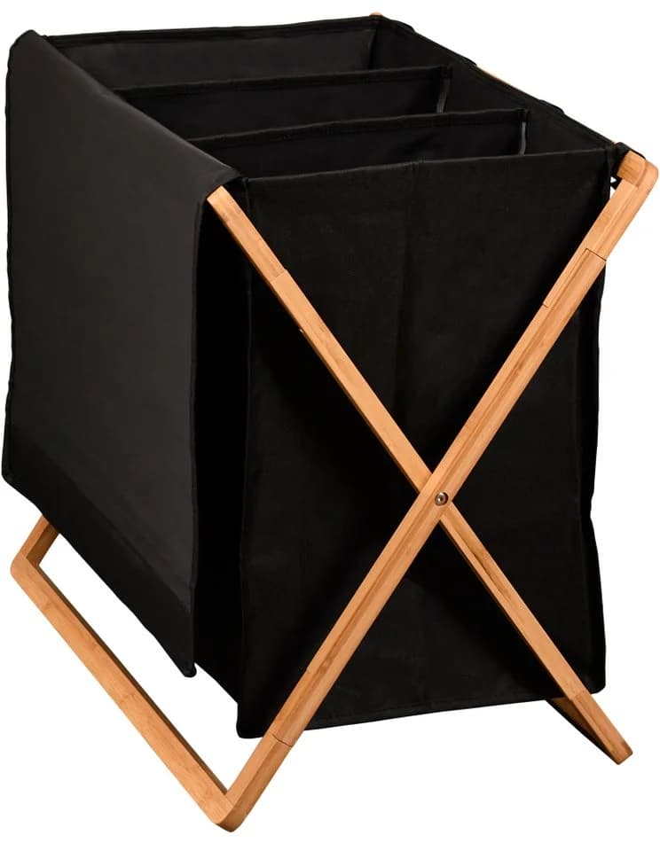 KESPER Wäschesammler Bambus FSC Schwarz Braun 3 Fächer - Bild 4