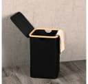 KESPER® Wäschebox mit Klappe Schwarz Polyester Bambus Bild 1