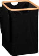 KESPER® Wäschebox mit Klappe Schwarz Polyester Bambus Bild 2
