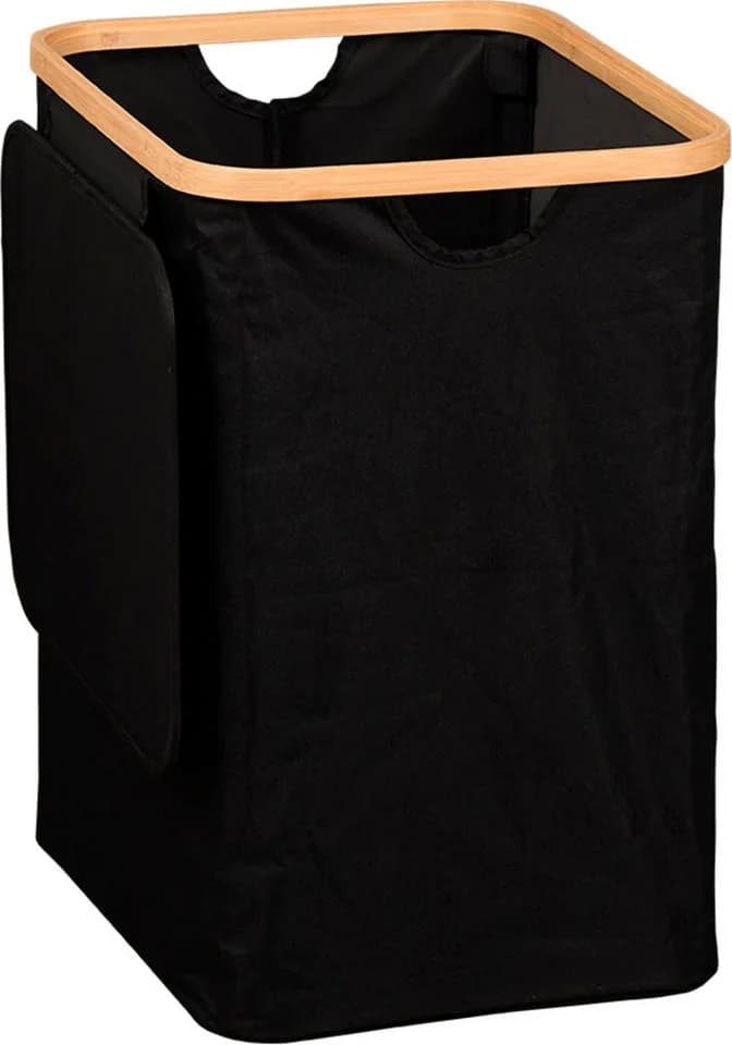KESPER® Wäschebox mit Klappe Schwarz Polyester Bambus - Bild 2