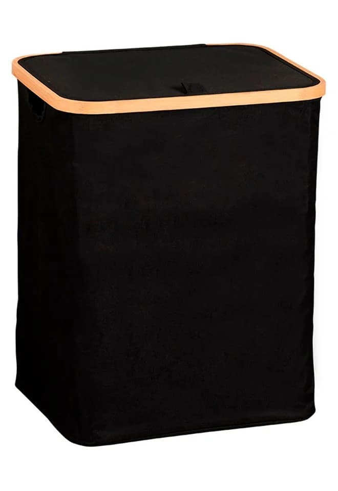 KESPER® Wäschebox mit Klappe Schwarz Polyester Bambus - Bild 3