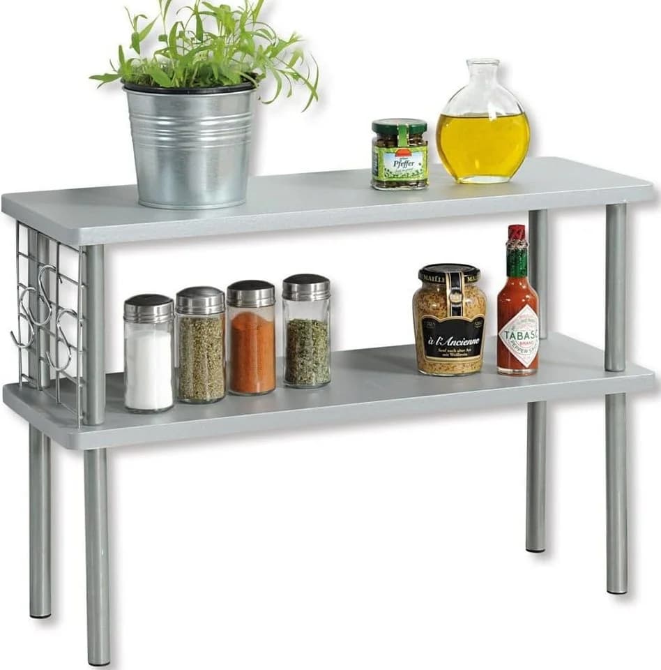 KESPER® Küchenregal Grau mit Utensilienaufhängung
