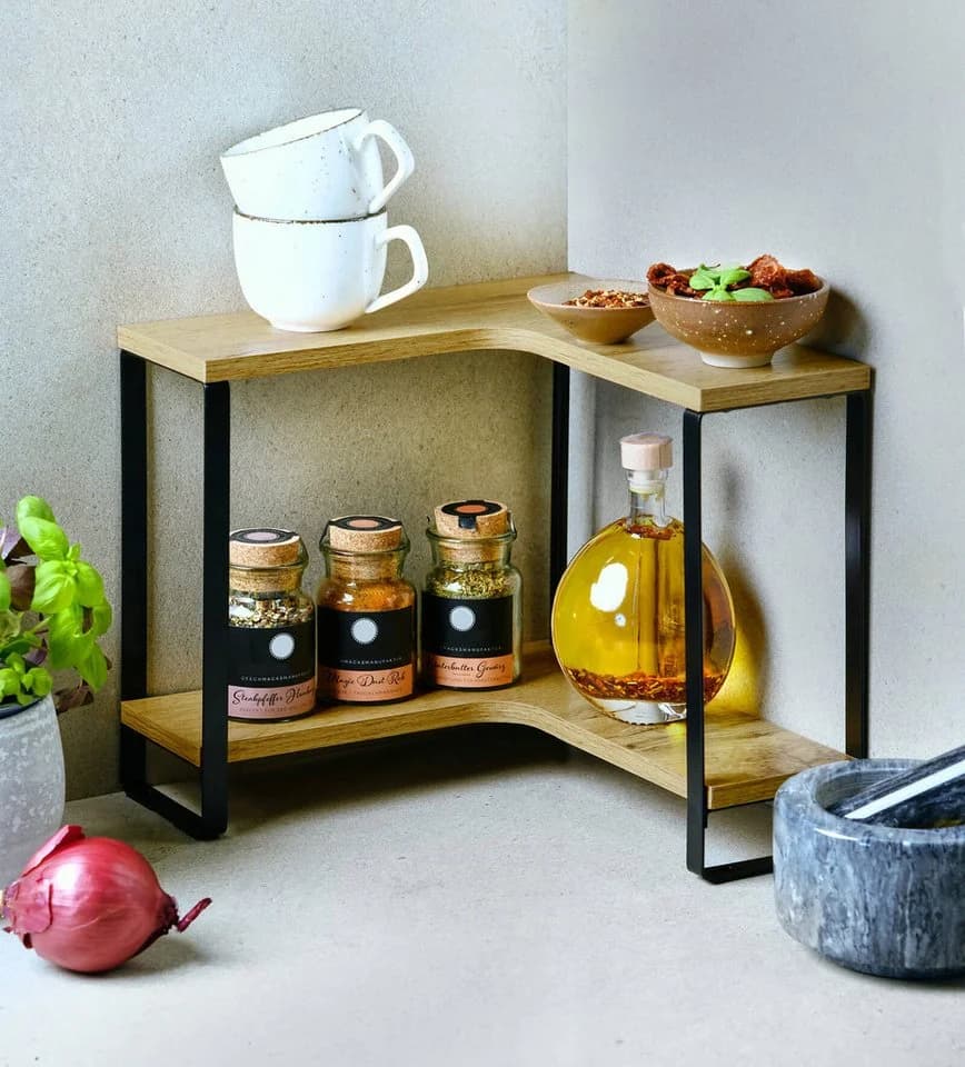 Kesper Eckregal Küche Holz Metall Schwarz Braun - Bild 5