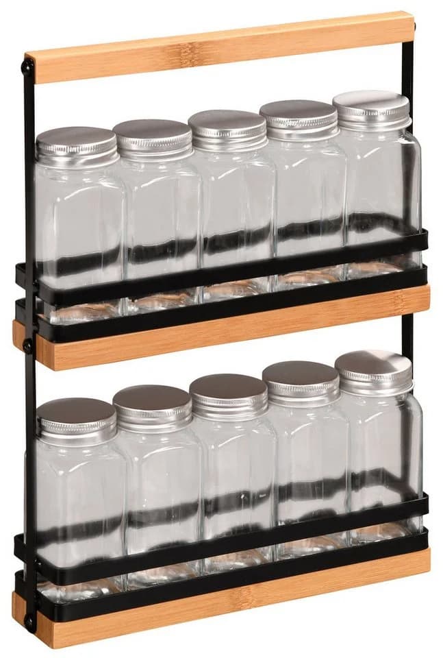 KESPER® Gewürzregal Bambus Metall 2 Ebenen 10 Gläser - Bild 3
