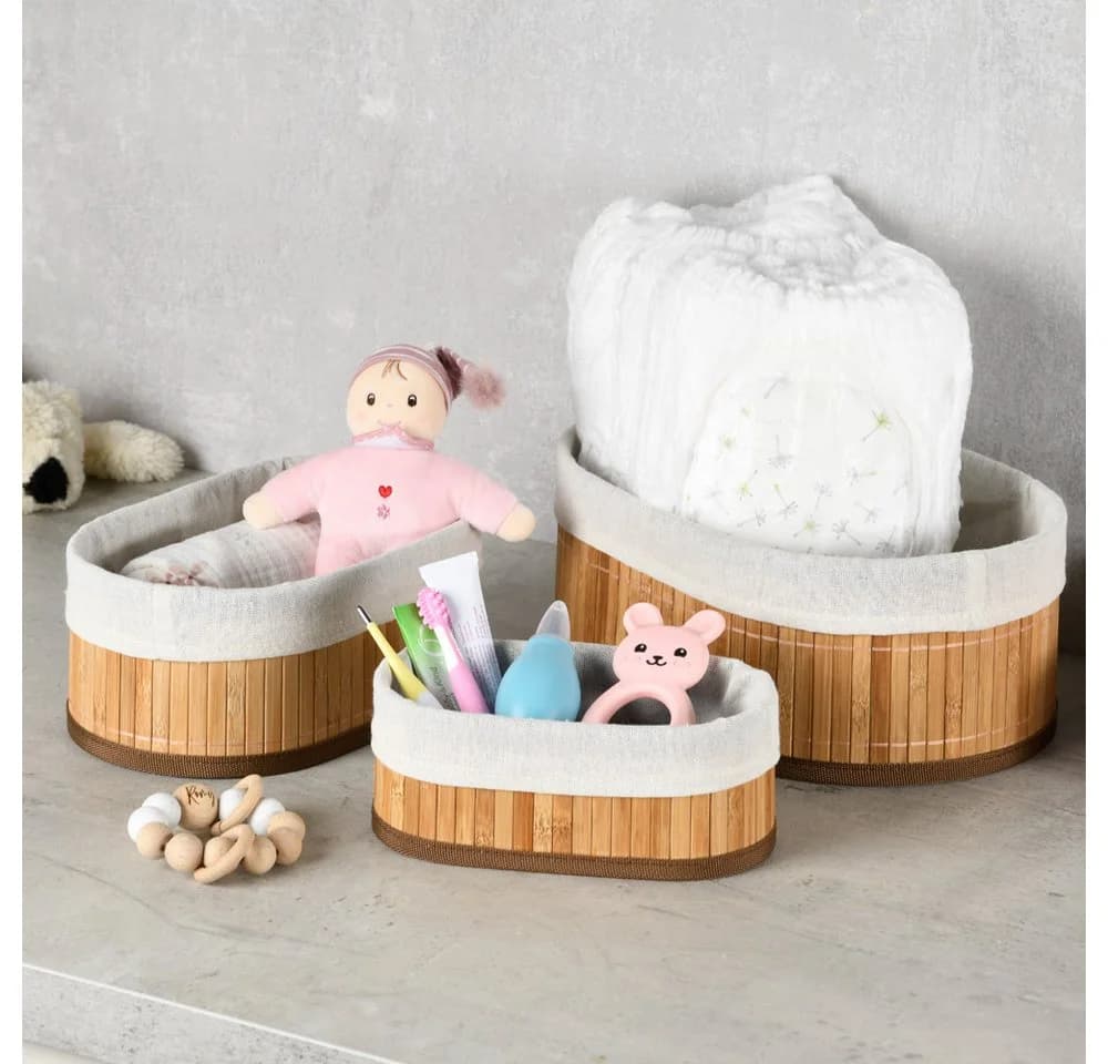 KESPER® Aufbewahrungskorb Bambus Körbchen 3er Set FSC Braun - Bild 4