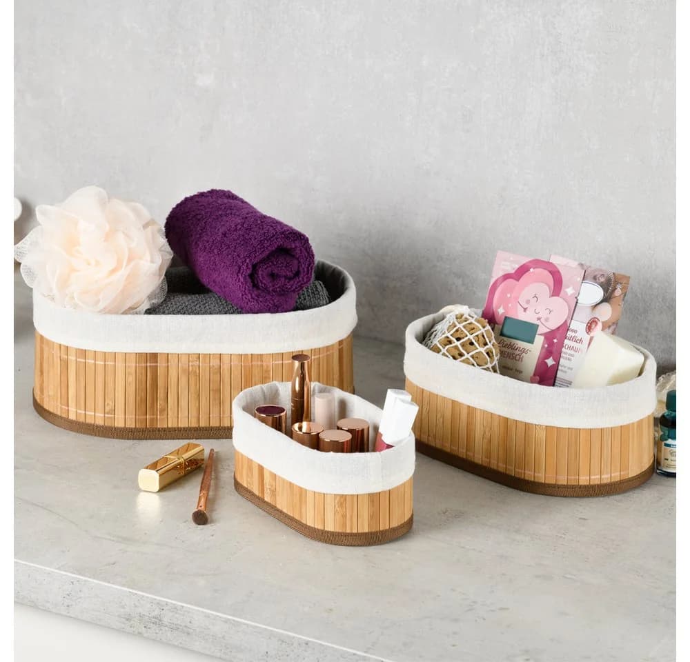 KESPER® Aufbewahrungskorb Bambus Körbchen 3er Set FSC Braun - Bild 5