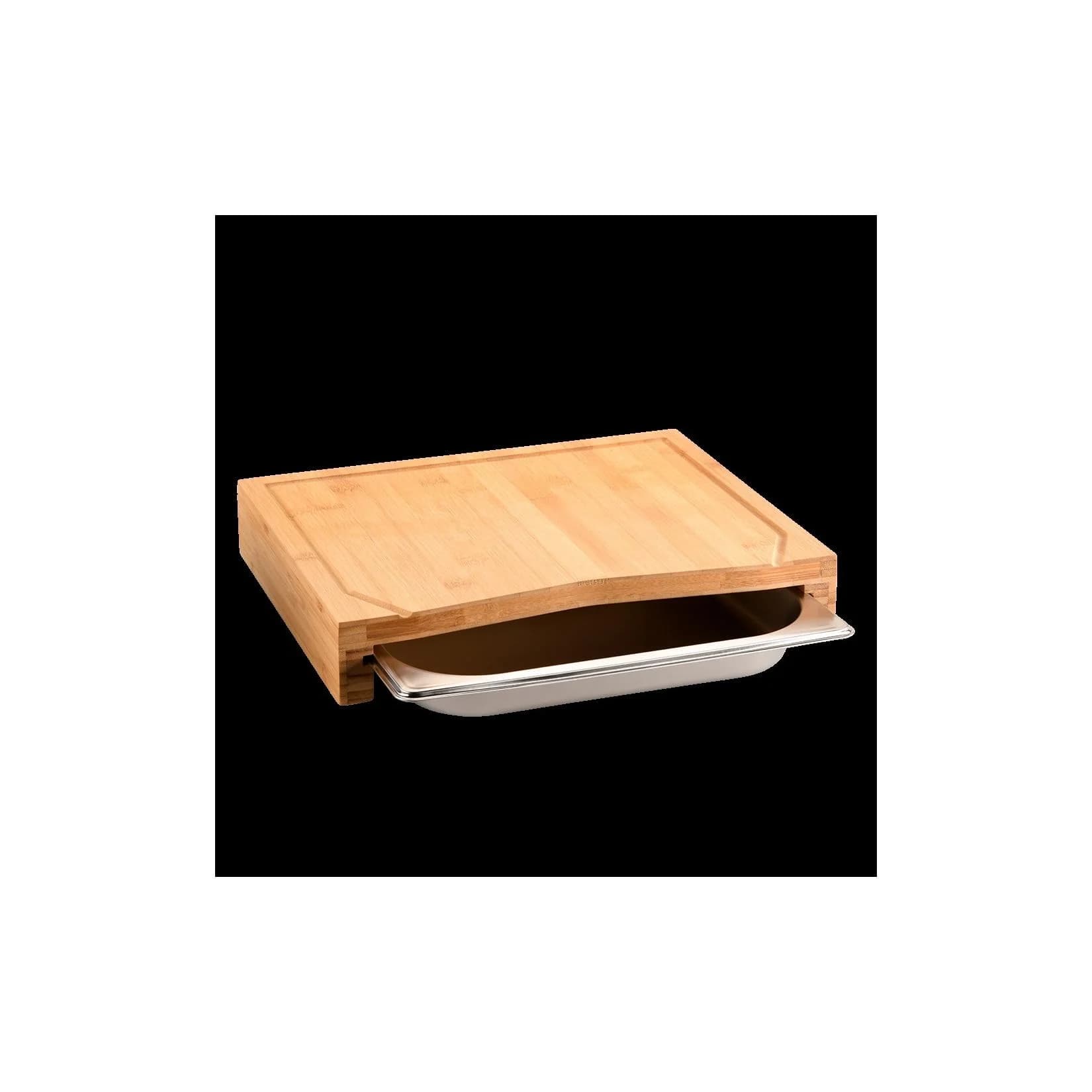 Kesper Schneidebrett Bambus Edelstahl Hellbraun 36,5x6,8x28,5 cm FSC 100% Saftrille