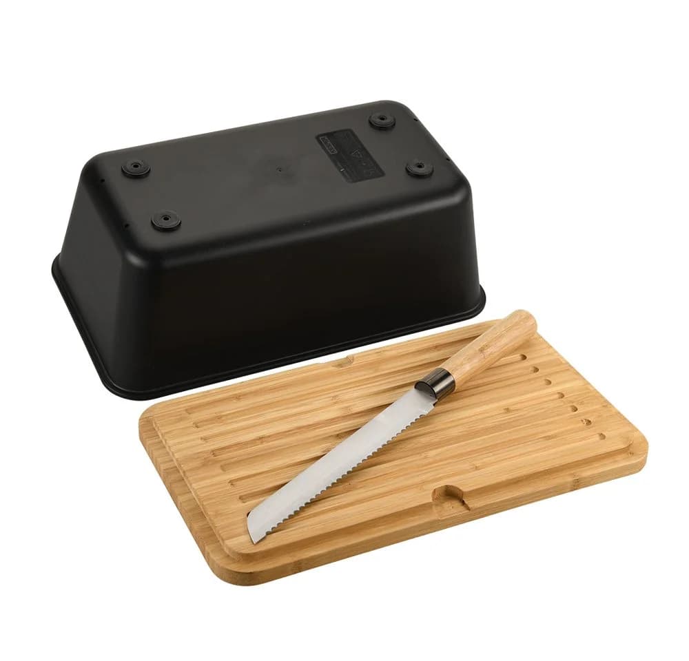 KESPER Brotkasten mit Messer Schwarz Natur - Bild 3