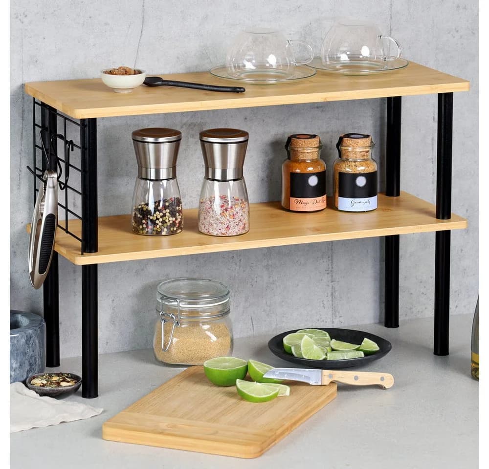 KESPER® Küchenregal Weiß mit Drahtgitter-Haken