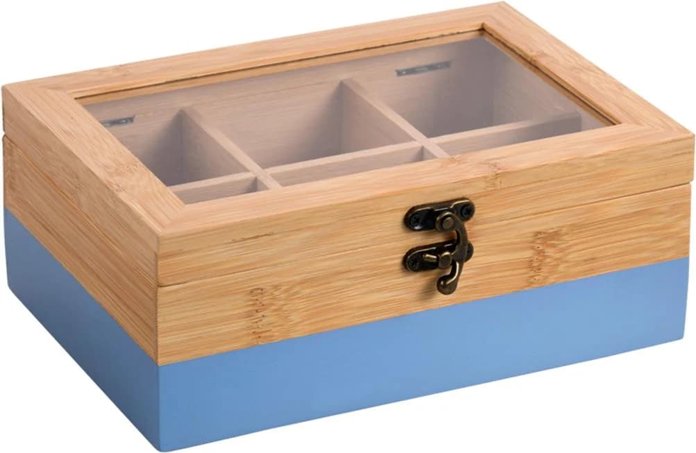 Kesper Teebox Bambus 6 Fächer Blau