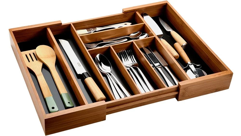 KESPER® Variabler Besteckkasten Bambus Zweiseitig Ausziehbar